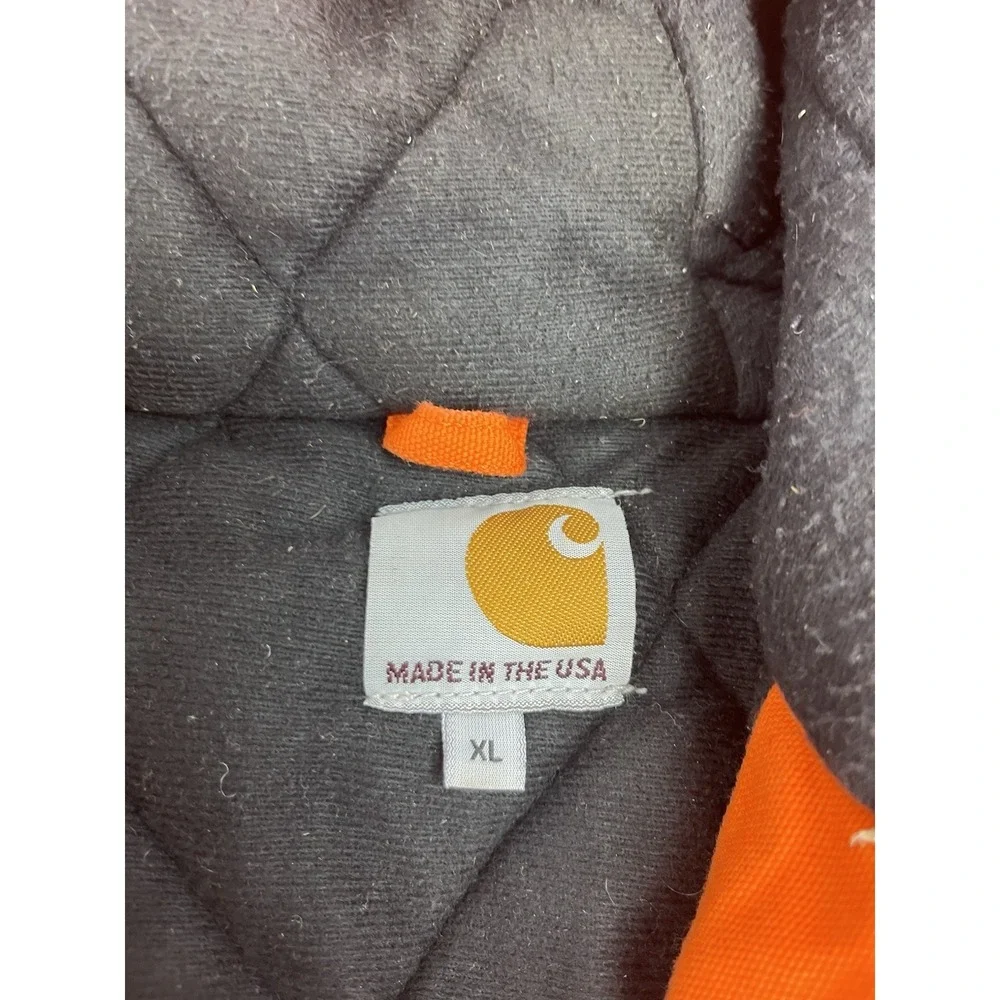 Vintage Carhartt Jacket J140 BLZ Orange Mens XL Quilt Lined Hood Blaze USA Made